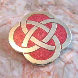 CELTIC SEA GEMS Red Enamel Knot 1.5" Pin Brooch